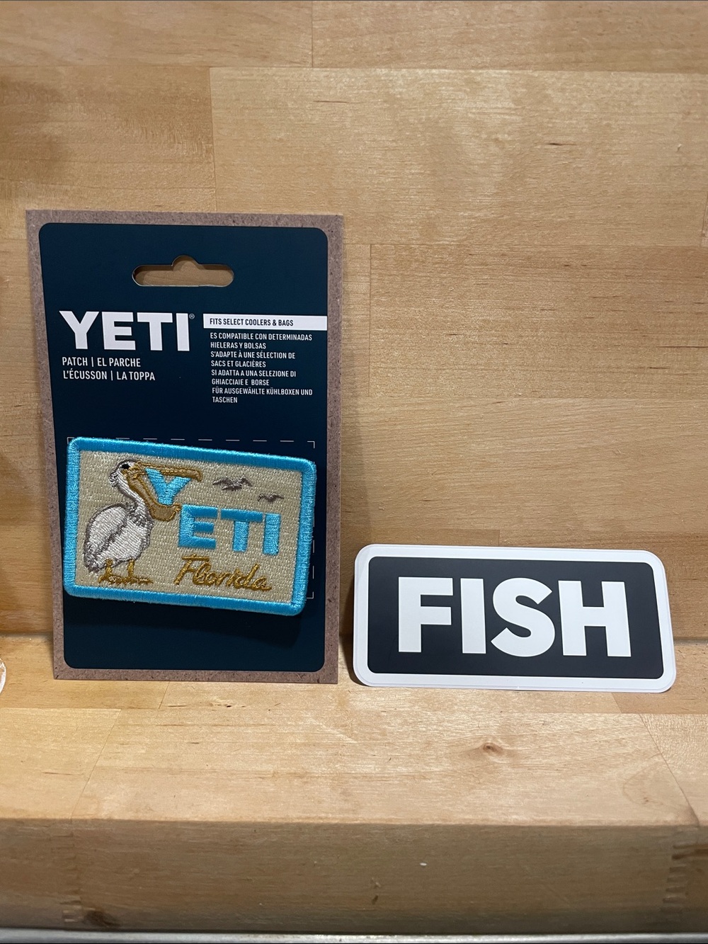 Yeti Florida Pelican Patch in Blue and Tan with Gold Accents